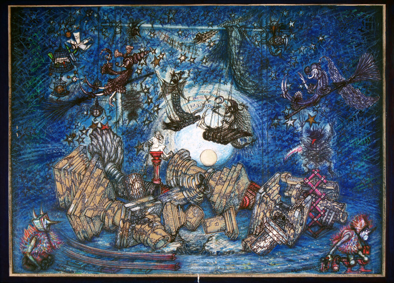 Pan Twardowski – Rumowisko kolumn 65 cm x 92